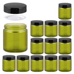 11 Hoa Kinh 4oz green frosted glass jar with lid ideal for cosmetics storage.