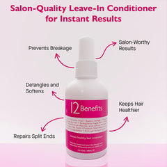 12 Benefits Leave-In Conditioner Spray bottle in use shows detangling performance