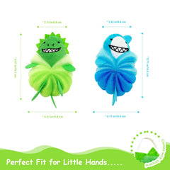 2 Pack Kids Bath Sponges mesh design creates rich lather with less soap