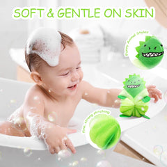 2 Pack Kids Bath Sponges soft texture close-up gentle scrub for toddlers