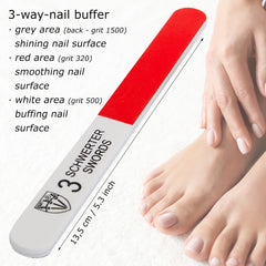 3 Swords Germany sapphire nail files in varied lengths for versatile home pedicure