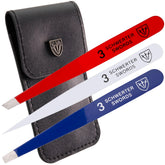 3 Swords Germany precision tweezers USA edition with slanted tip for precise grooming.