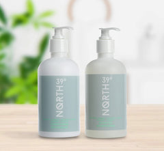 39° North conditioner-eucalyptus-lavender-bottle hydrates and smooths strands