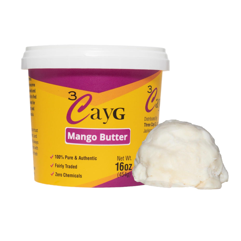 3CAYG Mango Butter Block, off-white and semi-hard, melts to soften skin.