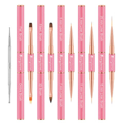 3zorqinron Nail Art Brushes Set with double-ended heads for precise line work and flawless details.