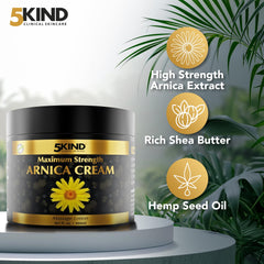 5kind Arnica Cream fast-drying formula leaves no residue after use.