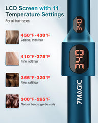 7MAGIC flat iron demonstrates 2-in-1 styling for straight and curled looks.