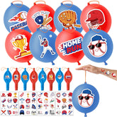 91BALLOONS baseball punch balloons in blue and red ready for party decor and play