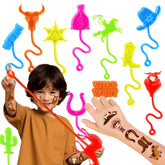 The 91STICKYHAND cowboy-stick-hands-pack features 24 colorful designs for party favors.