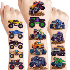 Conjunto de tatuajes 91TATTOOS para camión monstruo, ideal para fiestas temáticas.
