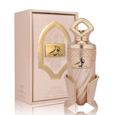 A CENTER Noor bottle with caramel swirl for indulgent, long-lasting gourmand fragrance.