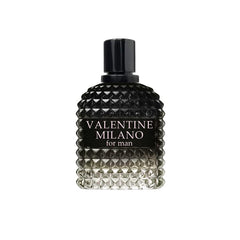 A Center Valentine Milano bottle front, bold masculine scent for daily wear.