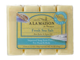 A LA MAISON Fresh Sea Salt Bar Soap packaging highlights tradition and value for daily hand care.
