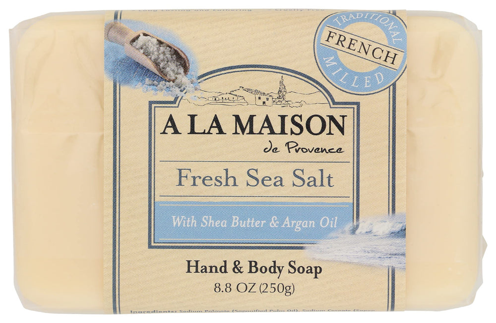 A LA MAISON Fresh Sea Salt Bar Soap packaging shows premium craftsmanship for daily cleansing.