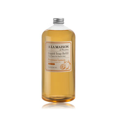 A LA MAISON Provence Lemon refill bottle demonstrates eco-friendly packaging for long-lasting hand care.