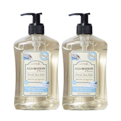 A LA MAISON Provence sea salt bottle features eco-friendly packaging for sustainability.