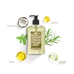 A LA MAISON rosemary mint pump closeup with fragrant, gentle cleansing.