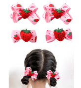AACKS strawberry hairbows front view shows bright pink color for daily wear