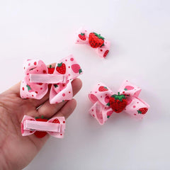 AACKS strawberry hairbows side view highlights versatile styling for toddlers