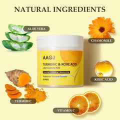 AAGJ Turmeric Kojic Acid Cleansing Pads turmeric-infused side highlighting calming, nourished skin.