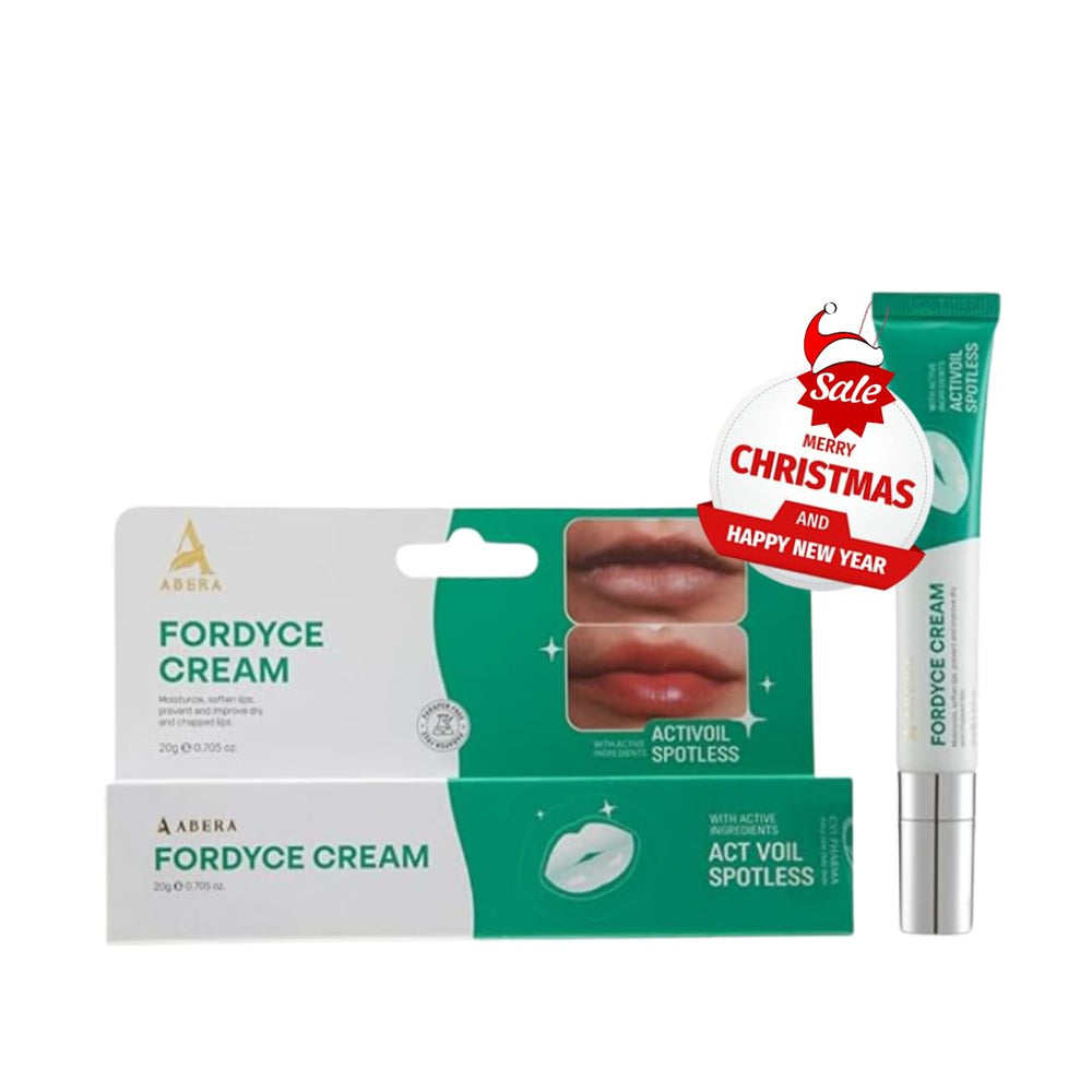 ABERA Fordyce Cream tube-application demonstrates fast-absorbing lip care for daily moisture
