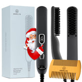 Aberlite EDC beard-straightener close-up showing anti-scald bristles for safe styling