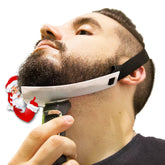 Aberlite FlexShaper 2.0 white neckline guide in action, aiding precise beard shaping and clean lines.