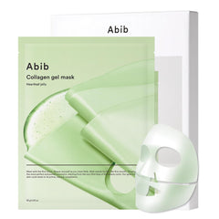 Abib collagen gel mask heartleaf jelly 4-sheets package highlights ready-to-use hydration