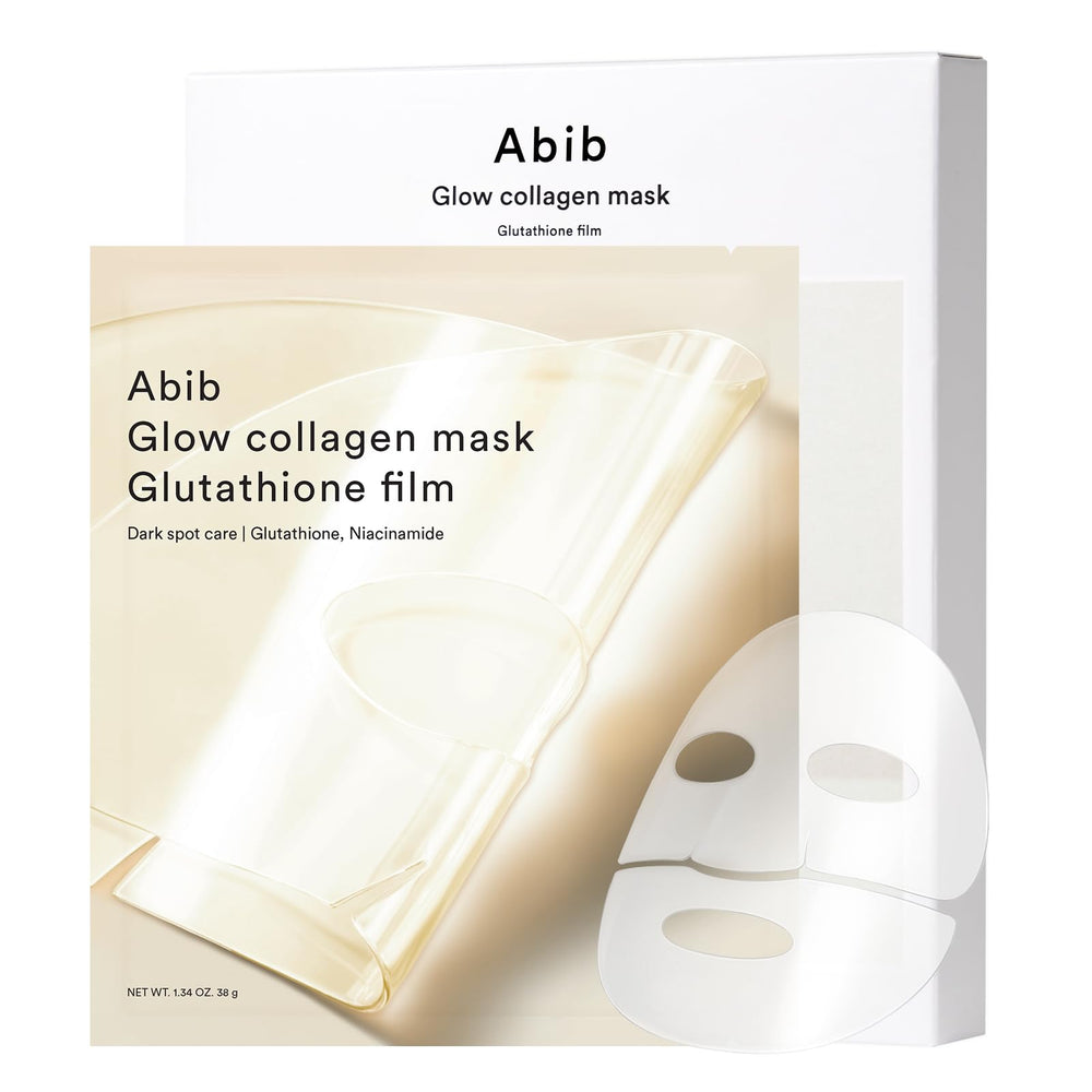 Abib Glow Collagen Mask film closeup highlighting deep hydration and glow