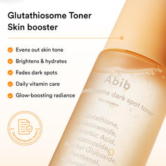 Abib Glutathiosome Dark Spot Toner label closeup showcases key actives