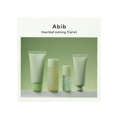 Abib Heartleaf Calming Trial Kit with four mini products for on-the-go soothing routine.