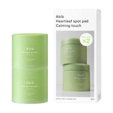 Abib Heartleaf Spot Pad duo set packaging, travel-friendly pre-soaked pads for cleansing