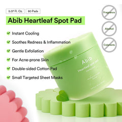 Abib Heartleaf Spot Pad pack opened — convenient pre-soaked toning for on-the-go.