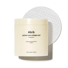 Abib Jericho Rose Collagen Pad packaging close-up highlighting firming care.