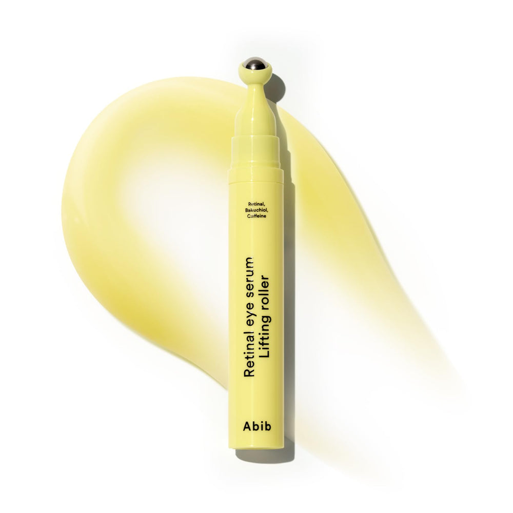 Abib retinal eye serum lifting roller closeup showing cooling texture for refreshed under-eye skin