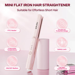 ABNER Mini Flat Iron perfect for short bob styling and smooth hair.