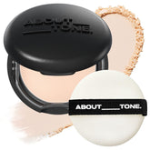 ABOUT TONE Blur Powder Pact compact mirror shows smooth oil-control finish
