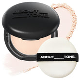 ABOUT TONE Blur Powder Pact compact with mirror for on-the-go touch-ups and oil control.