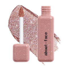 aboutface Fractal Glitter Eye Paint Smolder bottle closeup shows vibrant shimmer and rich texture