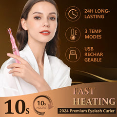 Acavado heated eyelash curler 3-temperature modes highlights customizable lash lift.