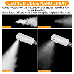 AceFox hot mist steam close-up emitting from the nozzle for skin hydration
