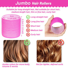 Acejoz jumbo hair roller 60mm rollers inside clips demonstrates secure styling on long hair