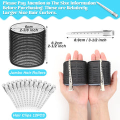 Acejoz jumbo hair rollers setup demo shows easy self-grip styling.