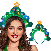 Aceorna light-up Christmas headband glowing with tree and stars for festive photo ops.