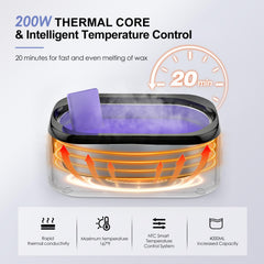 Achzzy paraffin wax machine with 200W thermal core for fast melting.