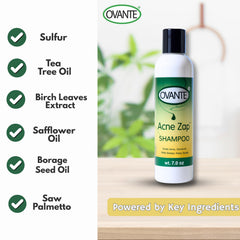 Acne Zap shampoo closeup on scalp shows itch-relief potential
