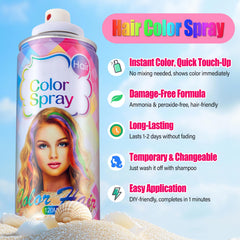 Acomler Green Hair Spray on model hair shows vibrant wash-off color.