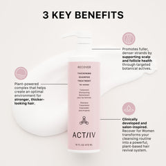 ACTIIV Recover lathering on scalp shows gentle cleansing for all hair types.