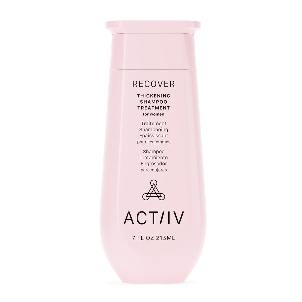ACTIIV Recover Thickening Shampoo bottle shows plant-based fuller-hair formula