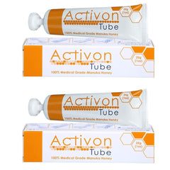 ActivOn manuka honey gel tube pack front—compact wound care with squeezer.
